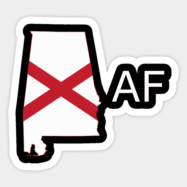 Alabama Flag State Outline AF (white) Sticker by Big Term Designs